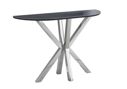 Console demi-lune en céramique effet pierre | Zenix