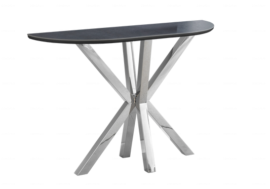 Console demi-lune en céramique effet pierre | Zenix