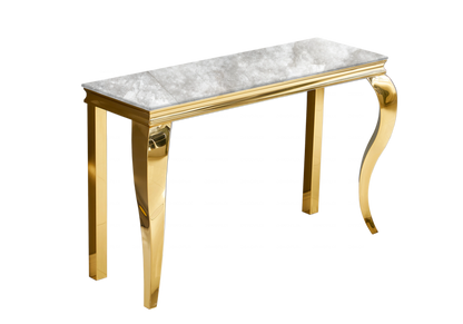 Console d'entrée design effet marbre beige et or | Halo
