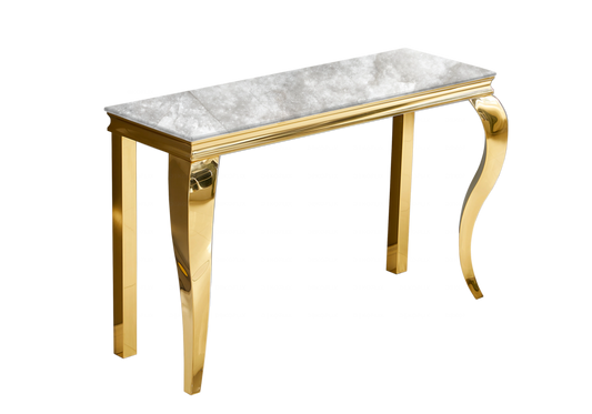 Console d'entrée design effet marbre beige et or | Halo