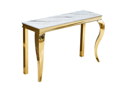 Console d'entrée design marbre blanc et or | Halo