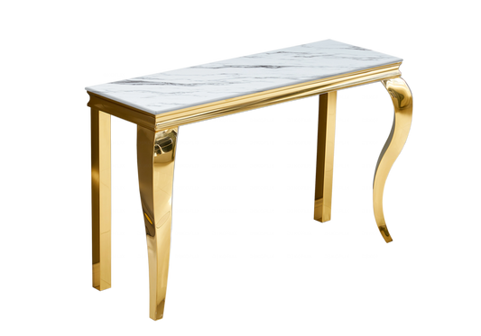 Console d'entrée design marbre blanc et or | Halo