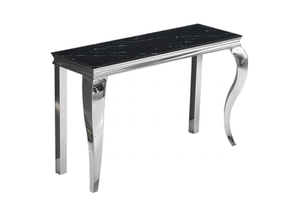 Console d'entrée design marbre noir et argent | Halo