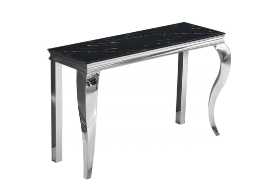Console d'entrée design marbre noir et argent | Halo