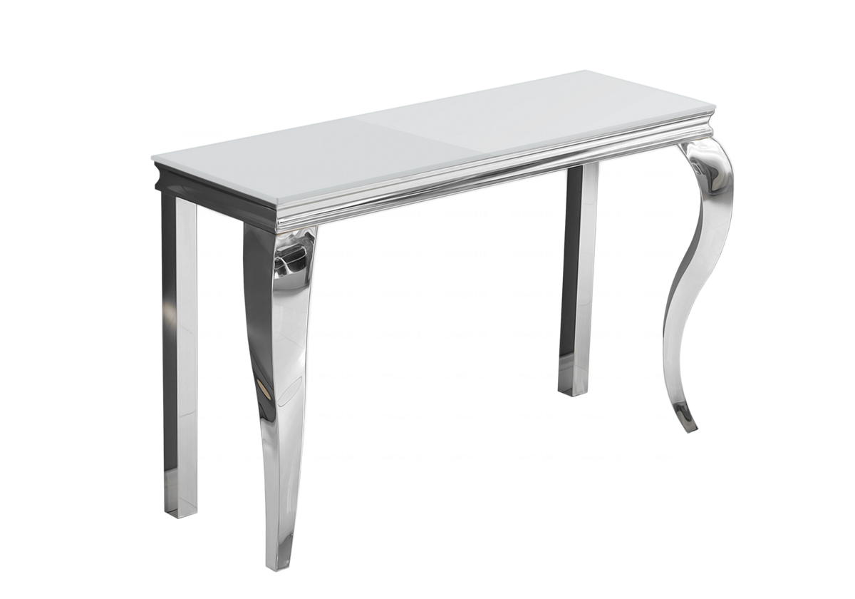 Console d'entrée design verre blanc et argent | Halo