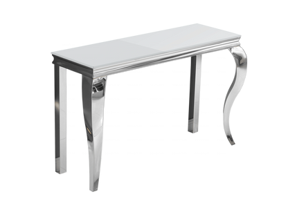 Console d'entrée design verre blanc et argent | Halo