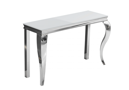 Console d'entrée design verre blanc et argent | Halo