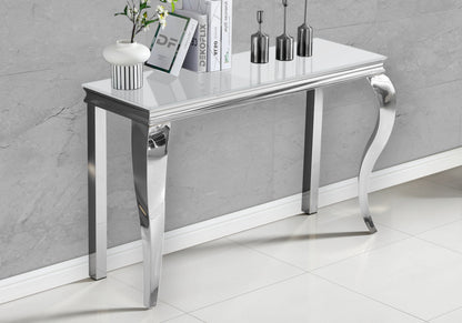 Console d'entrée design verre blanc et argent | Halo