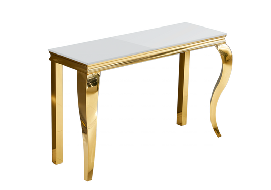 Console d'entrée design verre blanc et acier doré | Halo