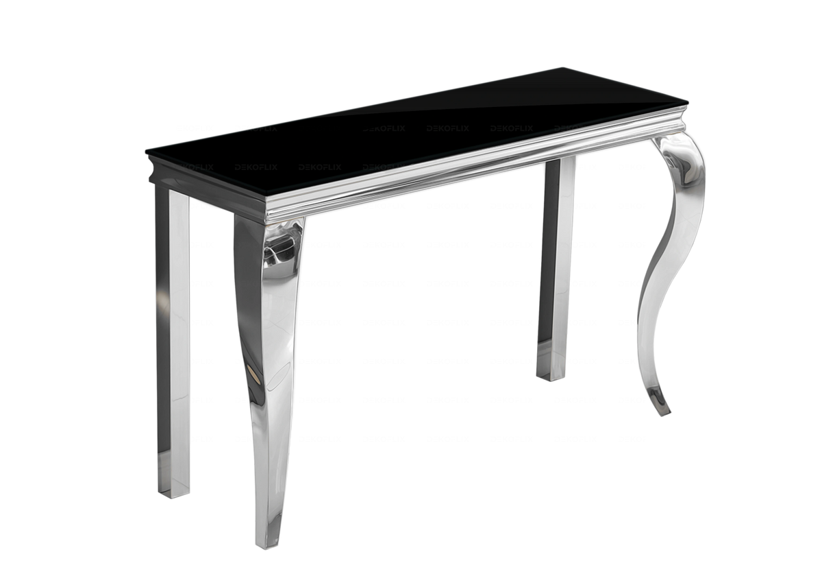 Console d'entrée design verre noir et argent | Halo