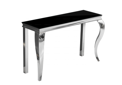 Console d'entrée design verre noir et argent | Halo