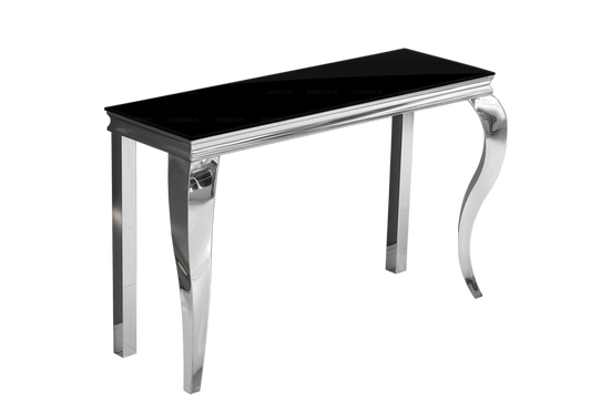 Console d'entrée design verre noir et argent | Halo