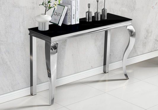 Console d'entrée design verre noir et argent | Halo