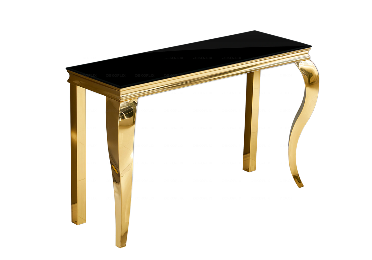 Console d'entrée design verre trempé noir et or | Halo