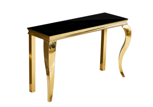 Console d'entrée design verre trempé noir et or | Halo