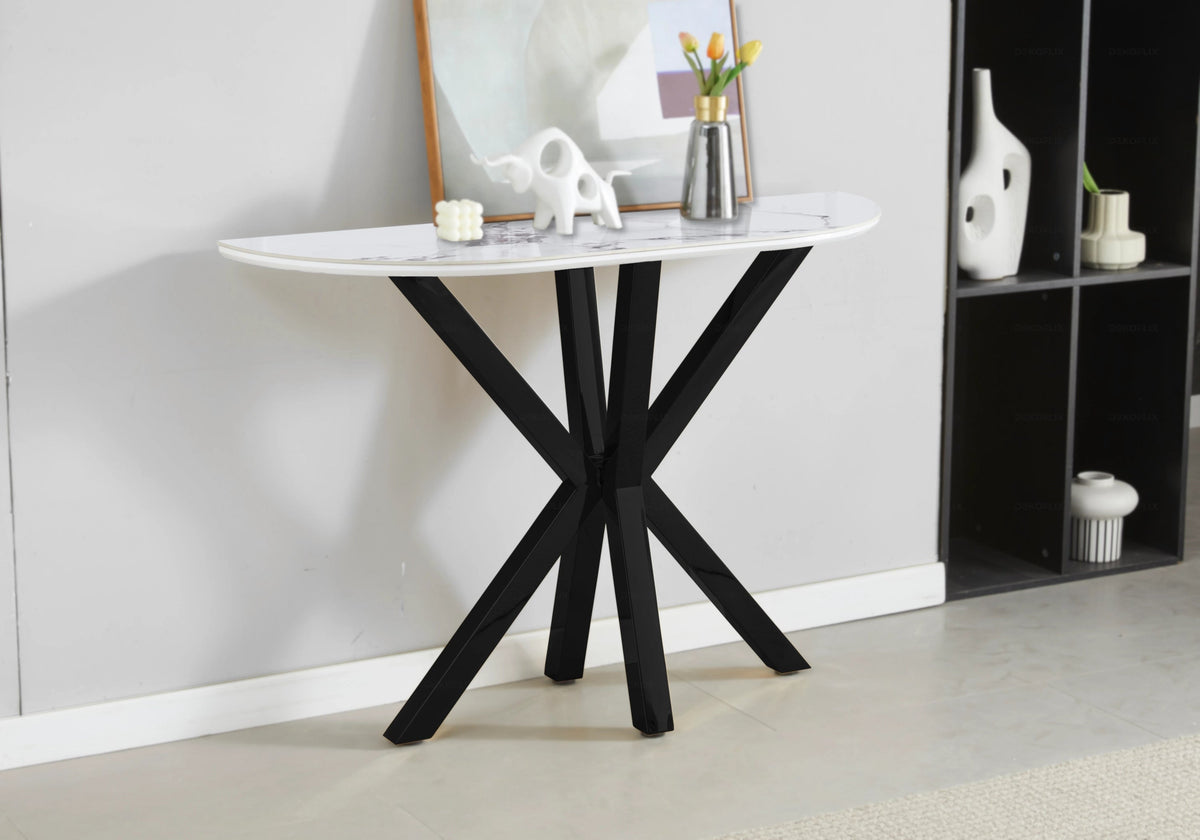 Console d'entrée demi-lune céramique marbre noir | Zenix