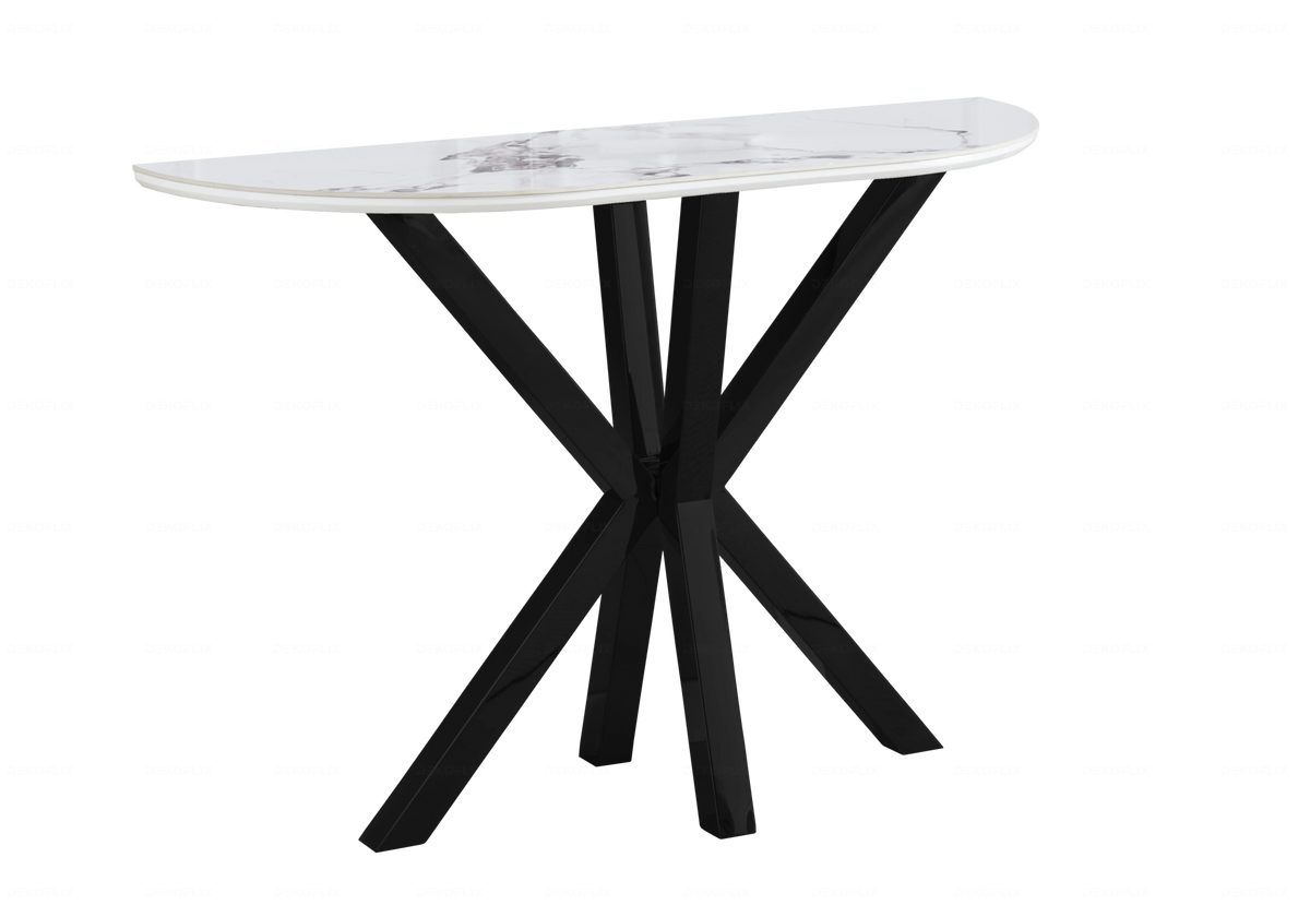 Console d'entrée demi-lune céramique marbre noir | Zenix