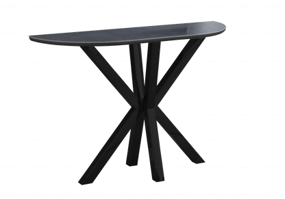 Console demi-lune en céramique effet pierre noire | Zenix
