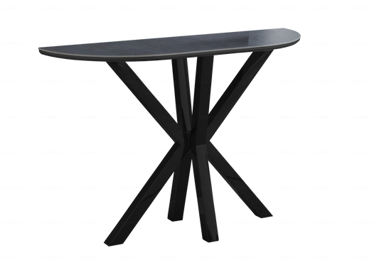 Console demi-lune en céramique effet pierre noire | Zenix