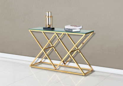Console d'entrée design verre et acier doré | Vexta