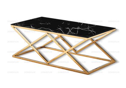 Salle à manger complète marbre noir et doré | Vexta