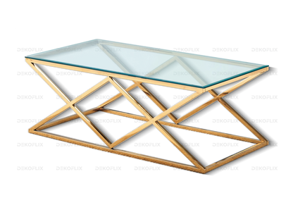 Salle à manger complète verre et acier doré | Vexta