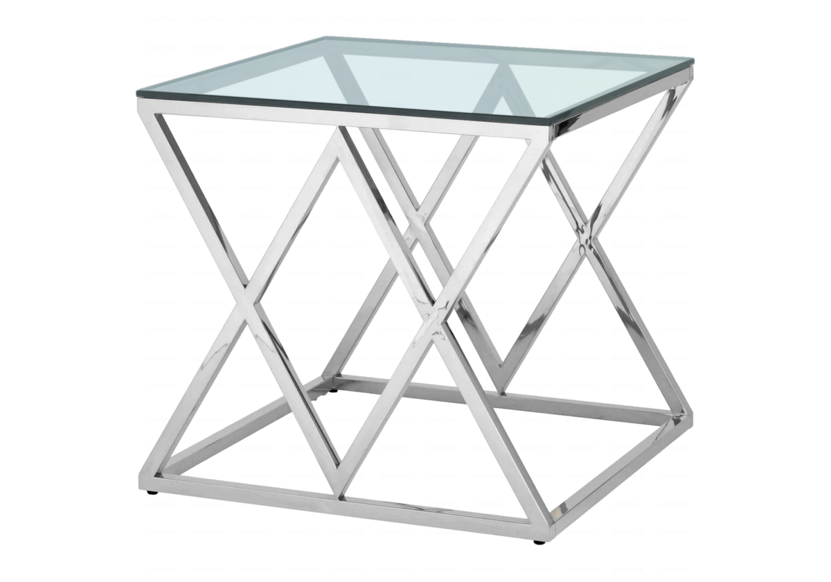 Bout de canapé design verre et acier argenté | Vexta