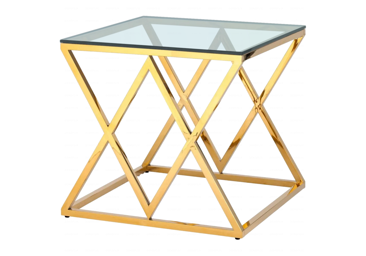 Bout de canapé design verre et acier doré | Vexta