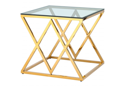 Bout de canapé design verre et acier doré | Vexta