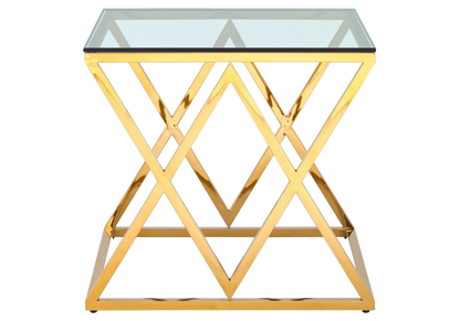 Bout de canapé design verre et acier doré | Vexta