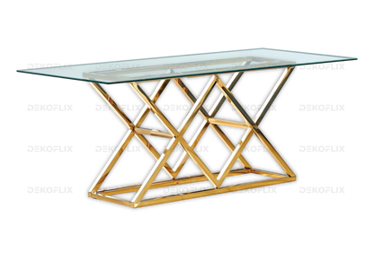 Salle à manger complète verre et acier doré | Vexta