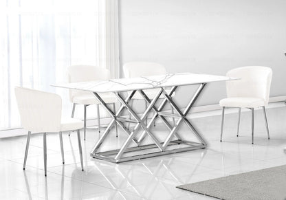 4 chaises de salle à manger tissu bouclé écru | Vexis
