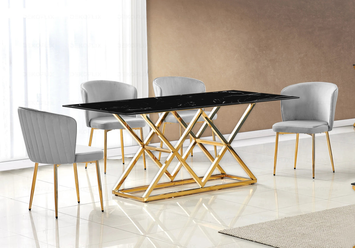 Lot de 4 chaises de salle à manger en gris | Vexis