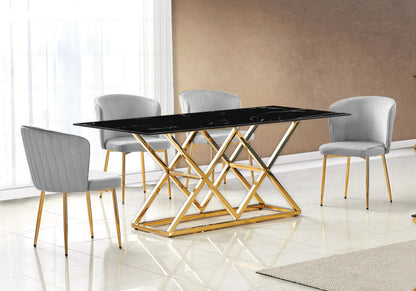 Salle à manger complète marbre noir et doré | Vexta