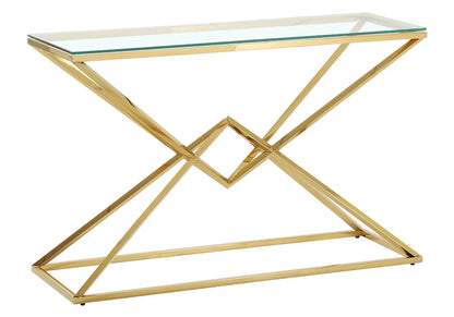 Ensemble séjour acier doré et verre trempé | Kaelo