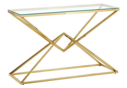 Ensemble séjour acier doré et verre trempé | Kaelo