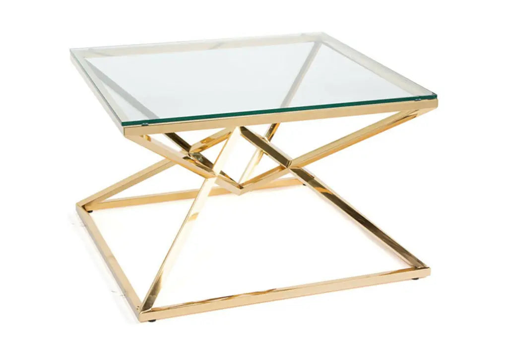 Ensemble séjour acier doré et verre trempé | Kaelo