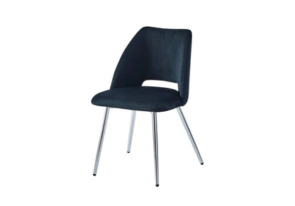 Table à manger 150 cm bois noir et 4 chaises argent | Koda