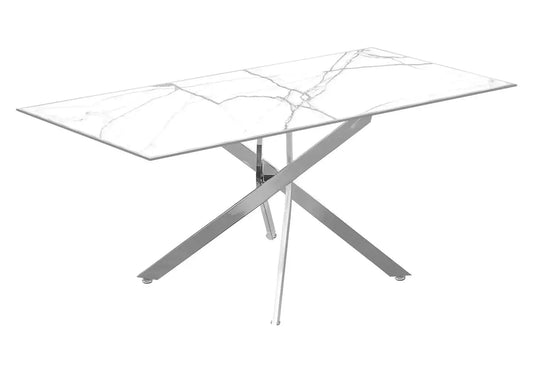 Ensemble table à manger marbre blanc et 4 chaises | Koda