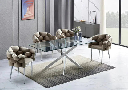 Table à manger verre trempé avec 4 chaises | Koda