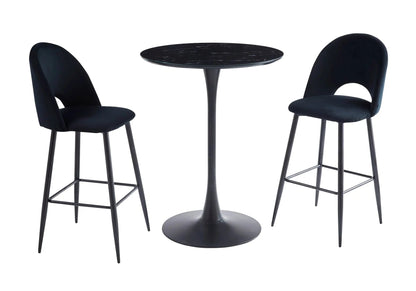 Ensemble table de bar marbre noir avec 4 chaises | Zyra