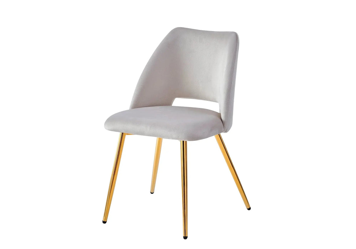 Ensemble table à manger chêne et 4 chaises dorées | Koda