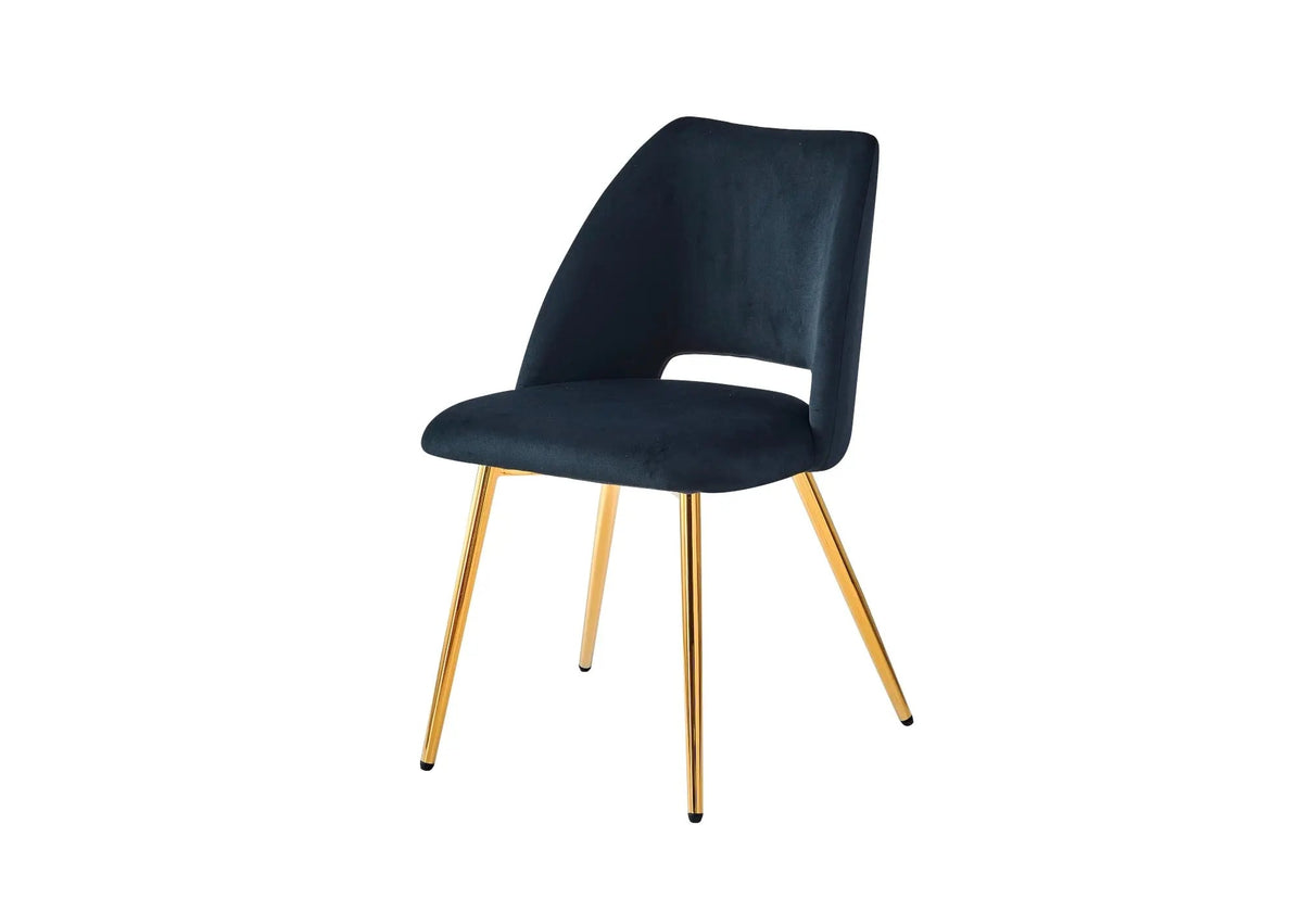 Ensemble table à manger bois noir et chaises dorées | Koda