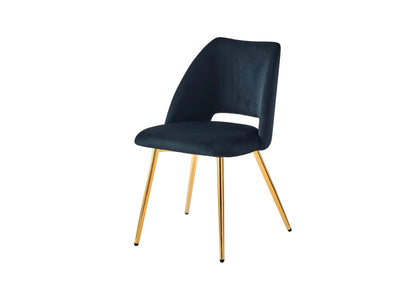 Ensemble table à manger bois noir et chaises dorées | Koda