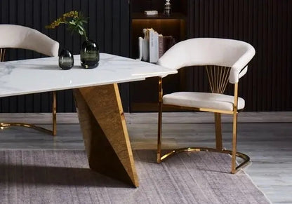 Ensemble table céramique marbre blanc et 4 chaises | Nexa