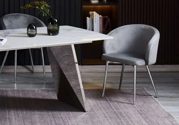 Ensemble table céramique marbre blanc et 4 chaises | Nexa