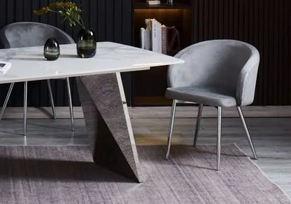 Ensemble table céramique marbre blanc et 4 chaises | Nexa