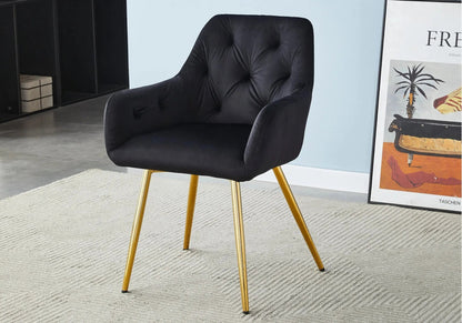 Ensemble table marbre noir et 4 chaises velours | Dyax