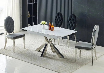 Ensemble table extensible dorée avec 4 chaises | Vexa