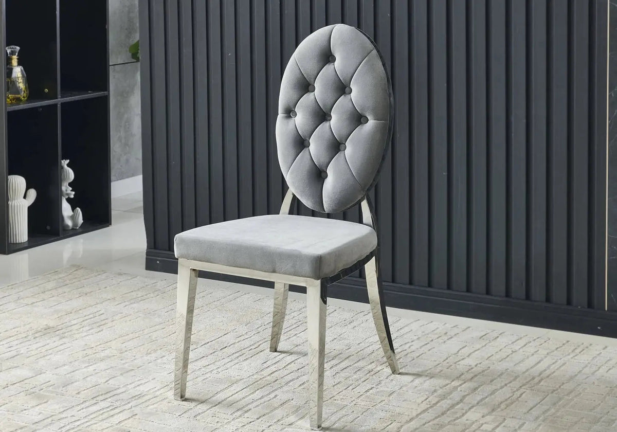 Ensemble table extensible marbre blanc et 4 chaises | Vexa
